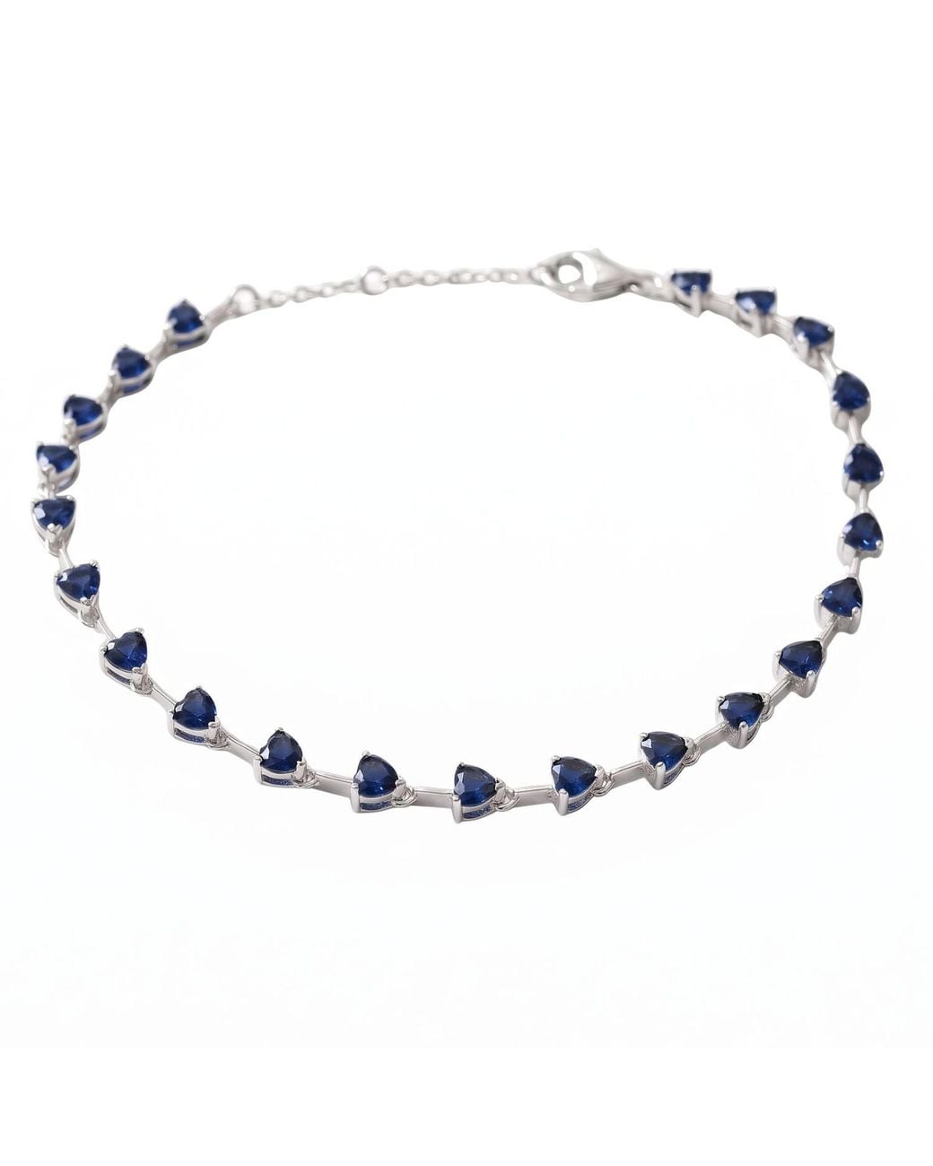 Sophelia Blue Sterling Sapphire September Birthstone Heart Tennis Bracelet