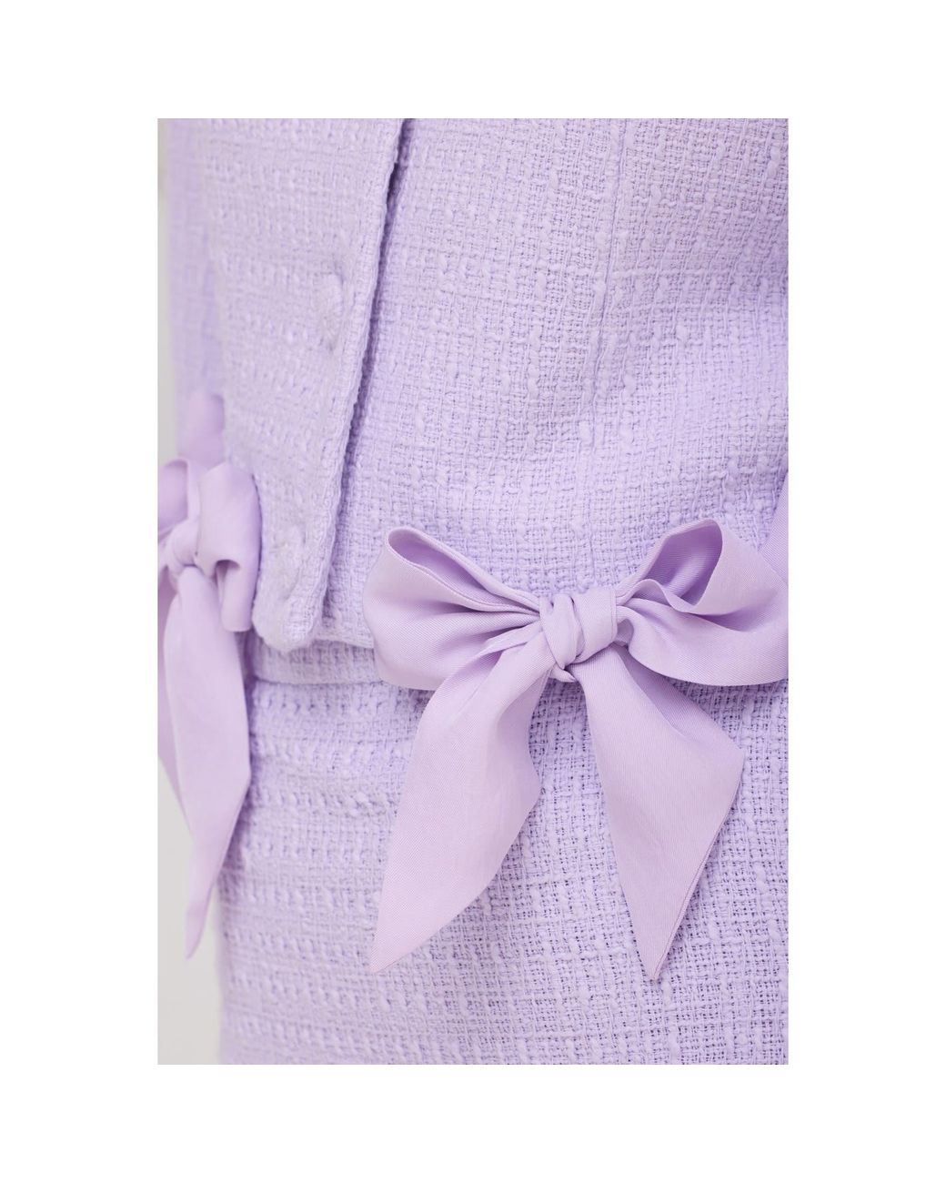 Georgette Purple Bow Detail Tweed Suit
