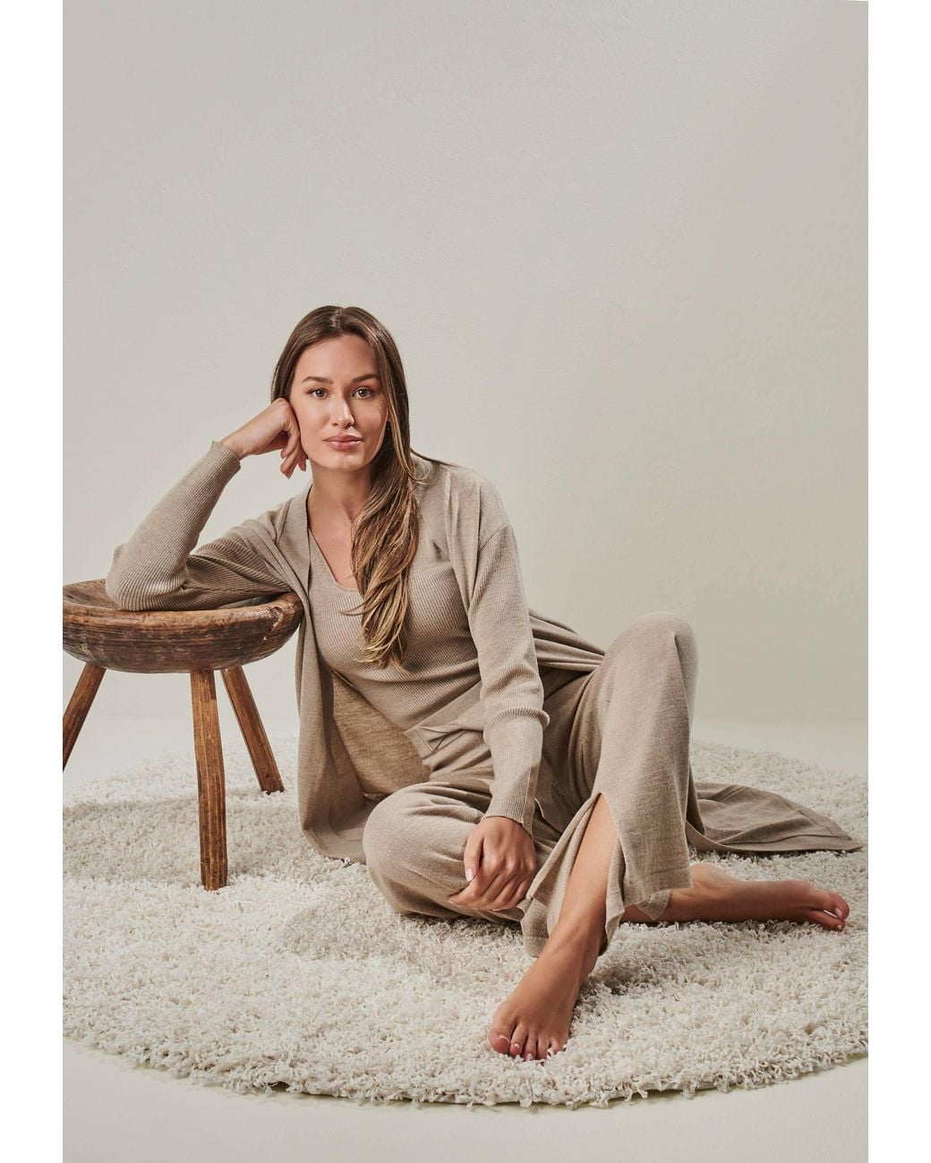 YOU LOOK PERFECT Natural Cardigan Blossom, Long Merino Cardigan With Pockets