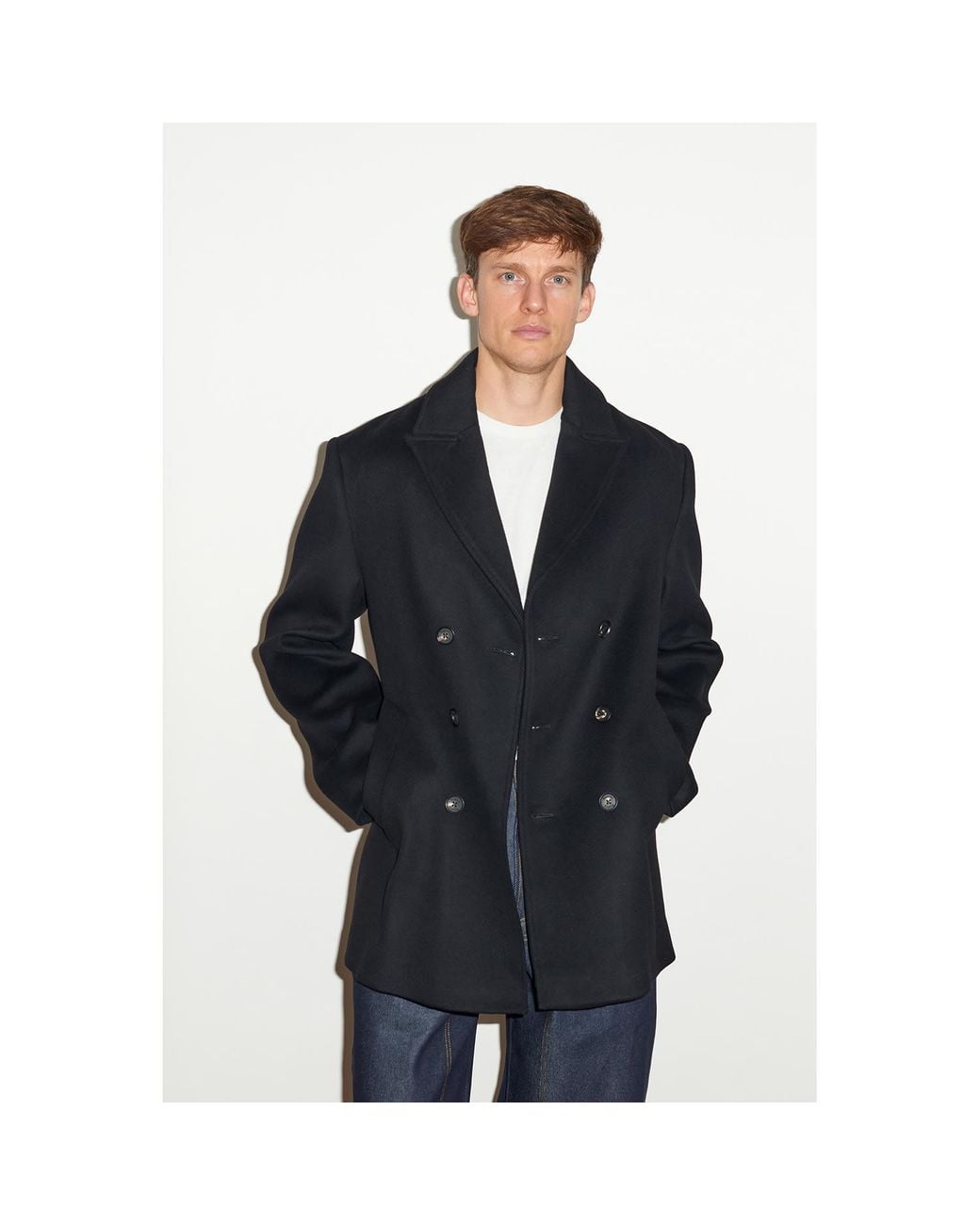 Hegarty London Black Cashmere And Wool Pea Coat for men