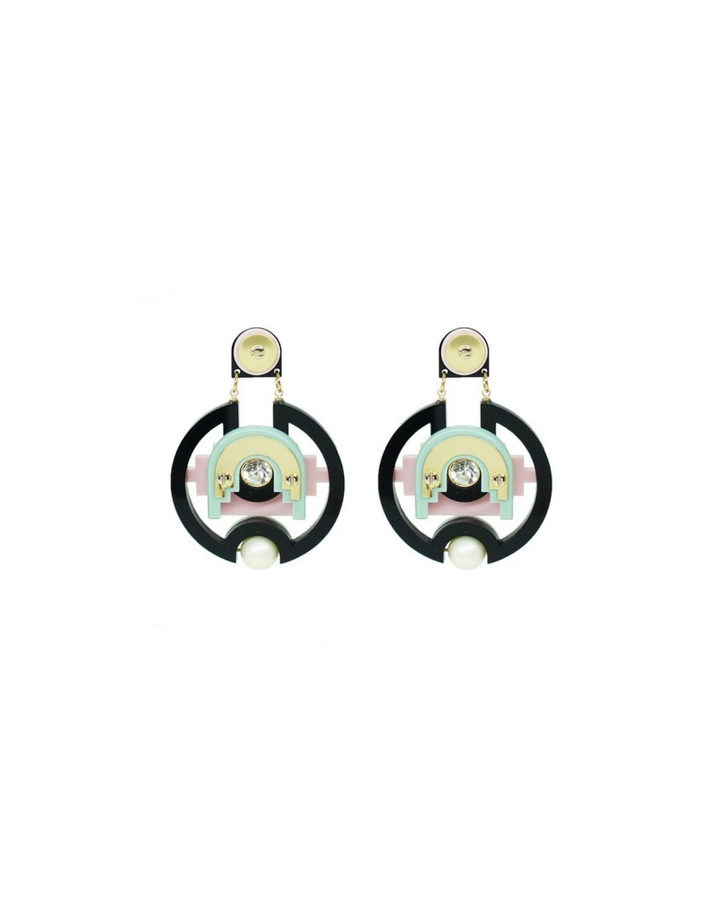 Gissa Bicalho Black Handmade Acrylic Earring Hoops Tikal And