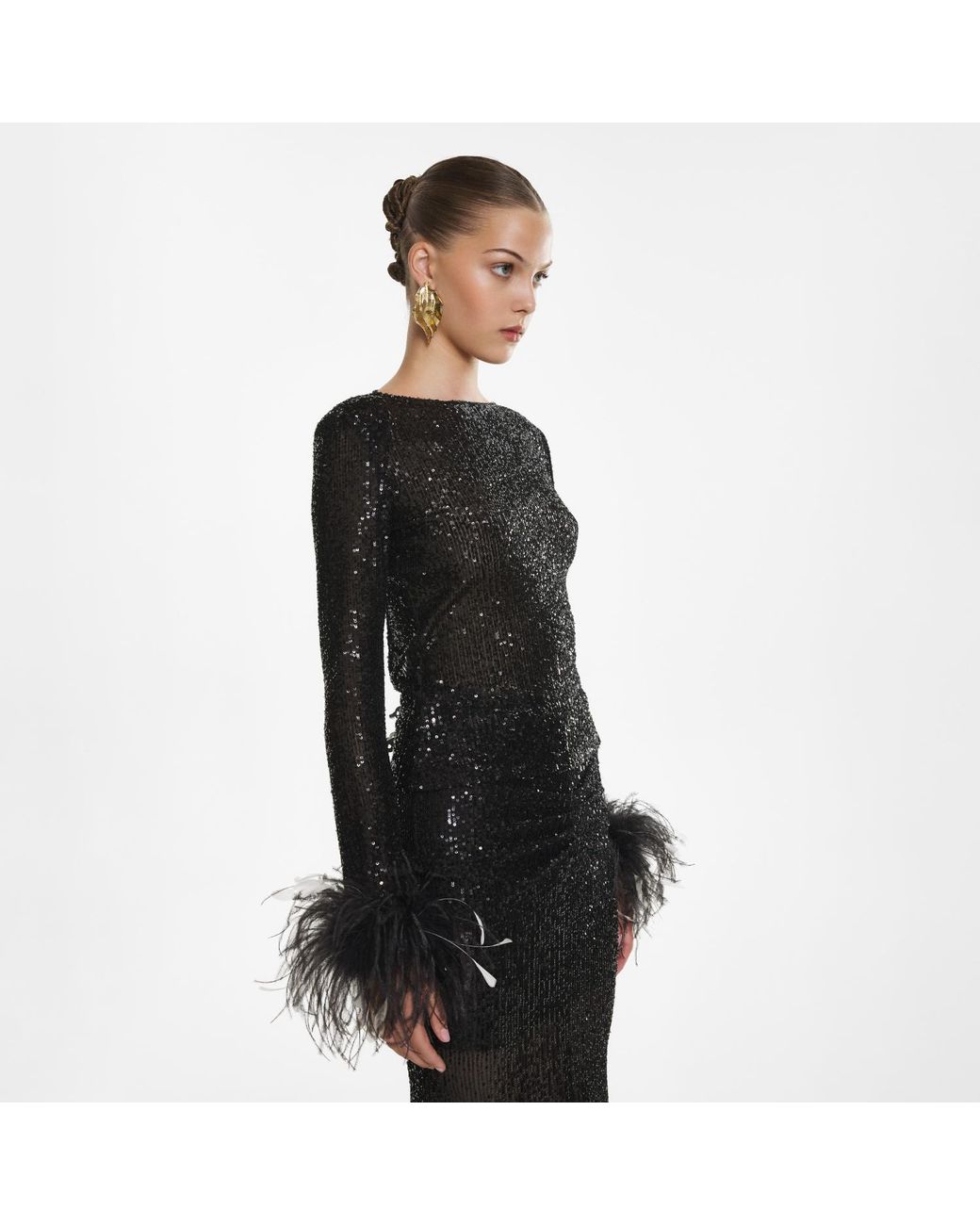 Lita Couture Black Open-Back Sequin Top