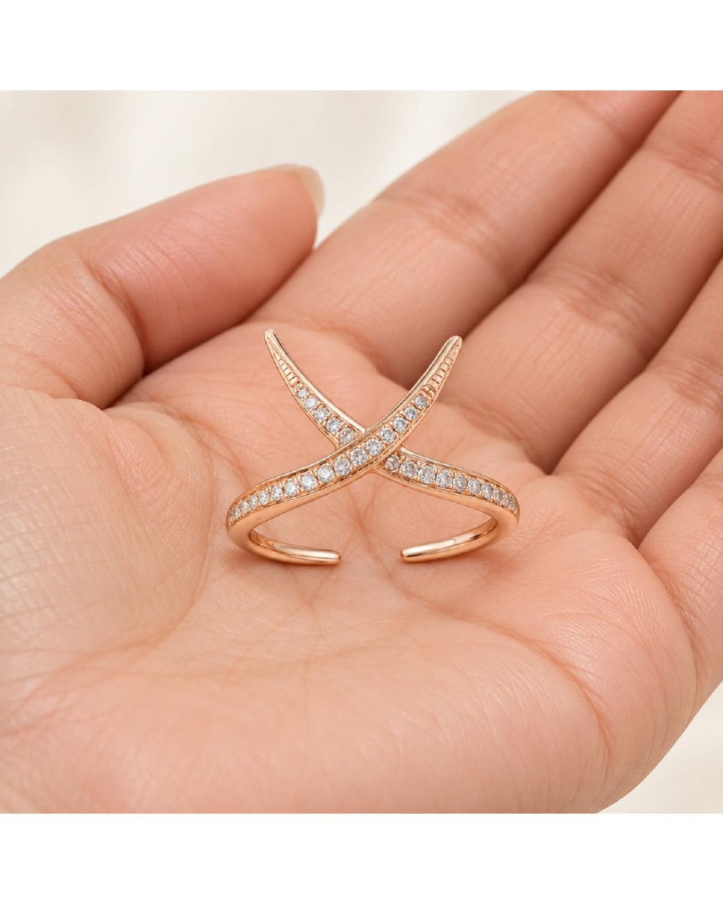 Artisan Metallic 14K Diamond Open Crossover Ring