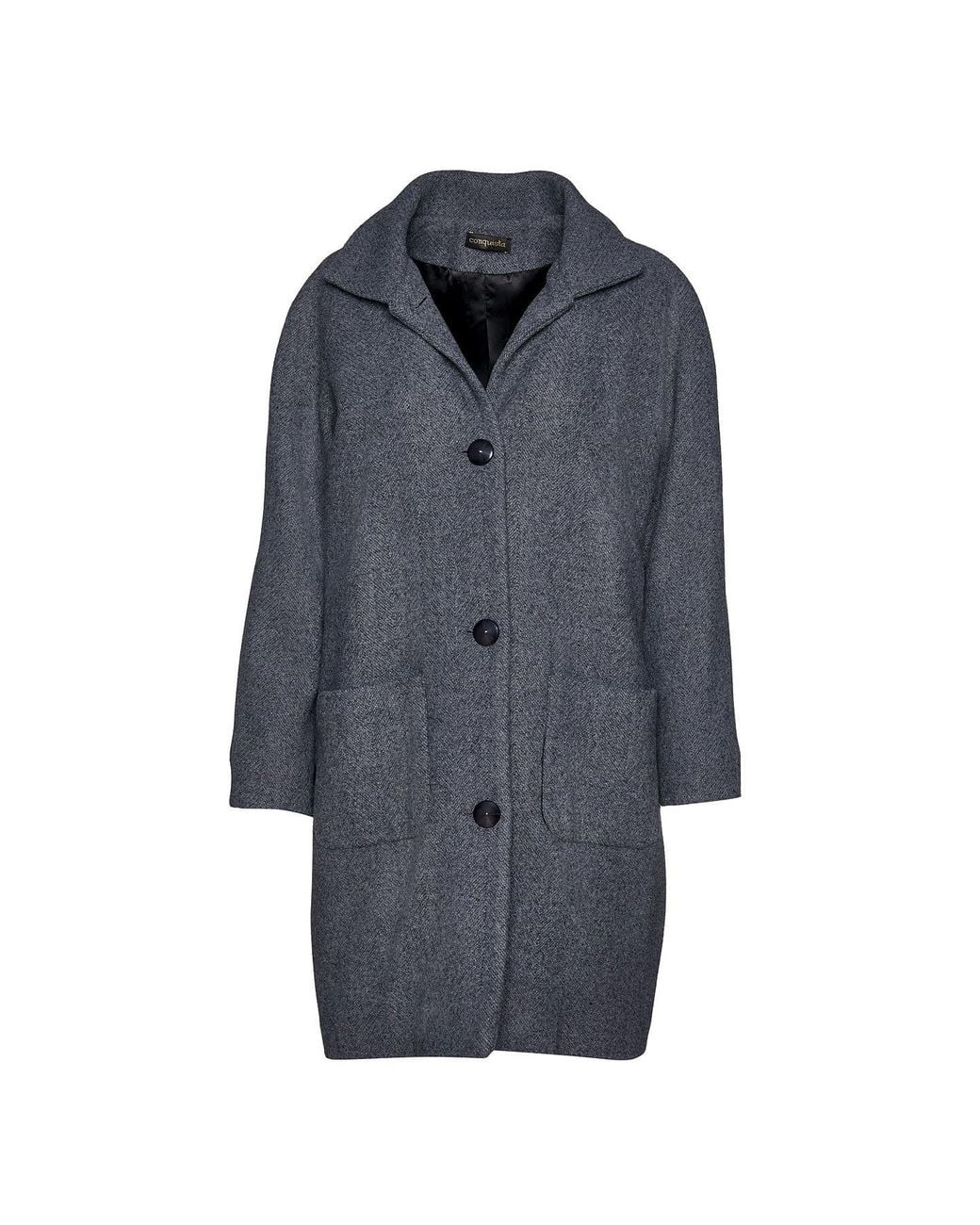 Conquista Blue Wool Blend Melange Coat By Fashion