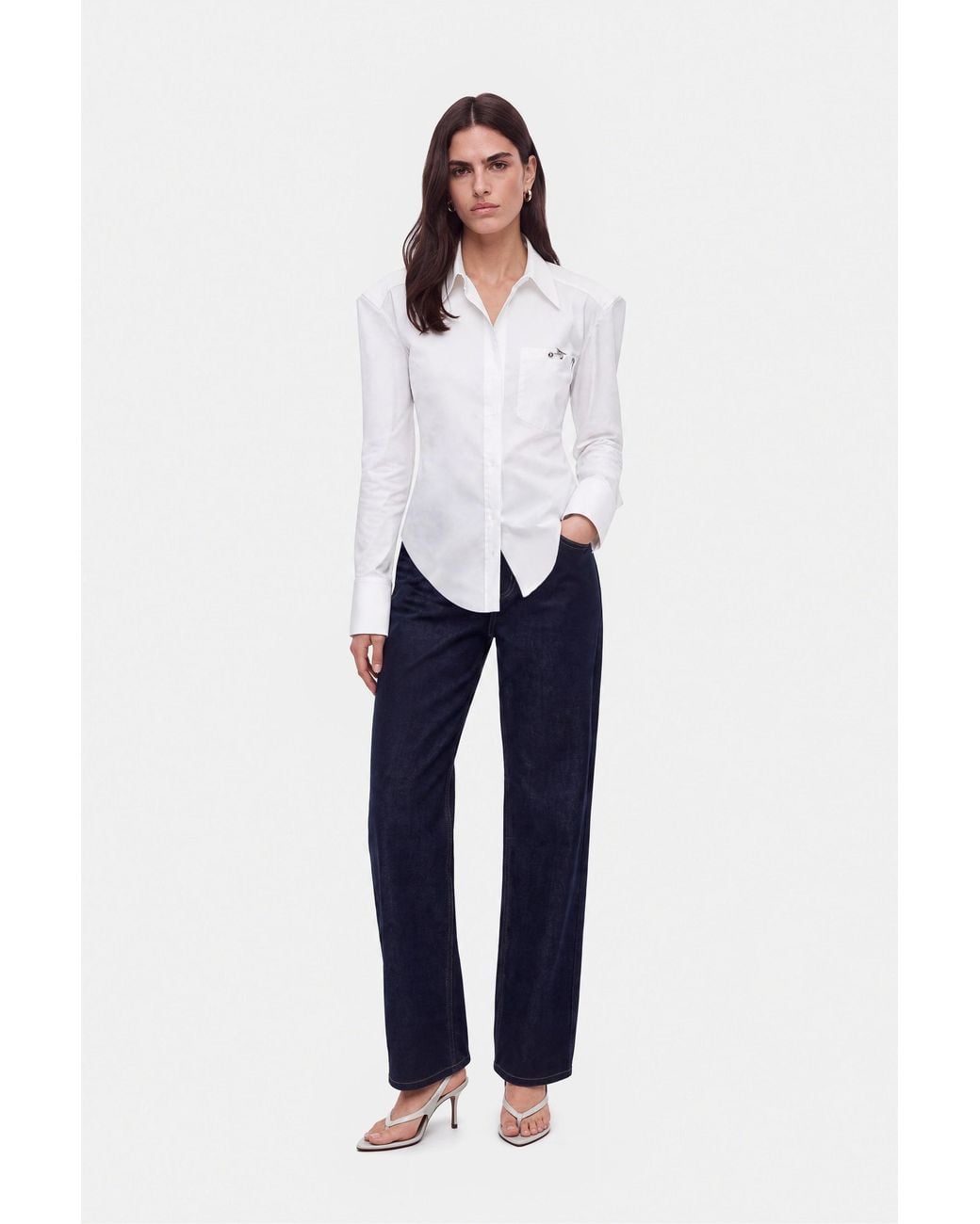 Nocturne White Waist Tie Accessory Shirt
