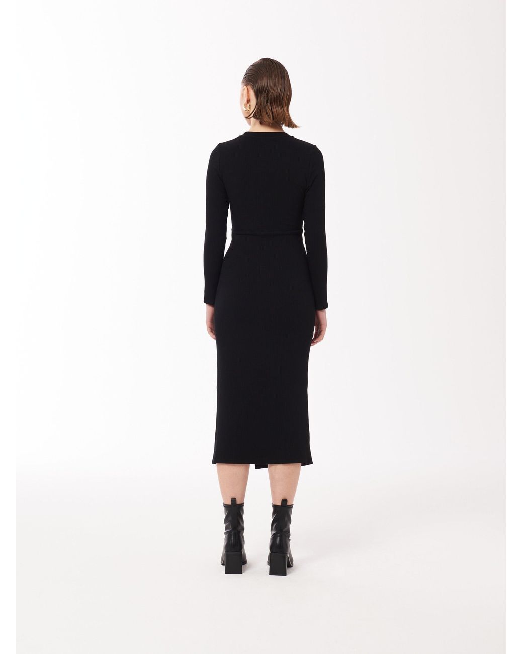 Sour Figs Black Gathered Bra Midi Dress With Split