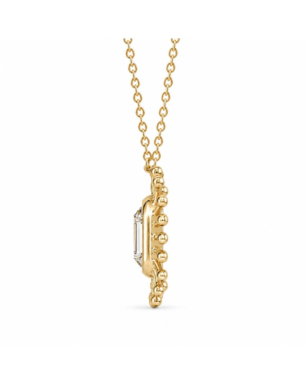 Artisan Metallic 14K Emerald-Cut Diamond Sunburst Pendant Necklace