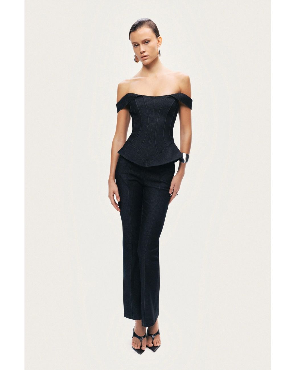 Nocturne Black Off-Shoulder Sculpted Bustier