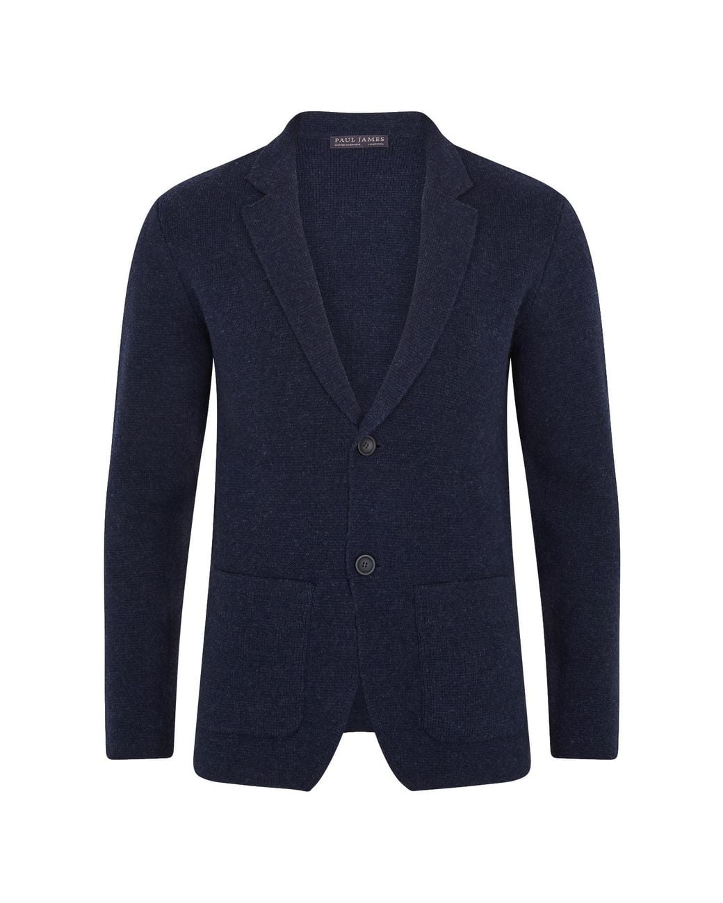 Paul James Knitwear Blue Midweight Lambswool Benedict Knitted Blazer for men