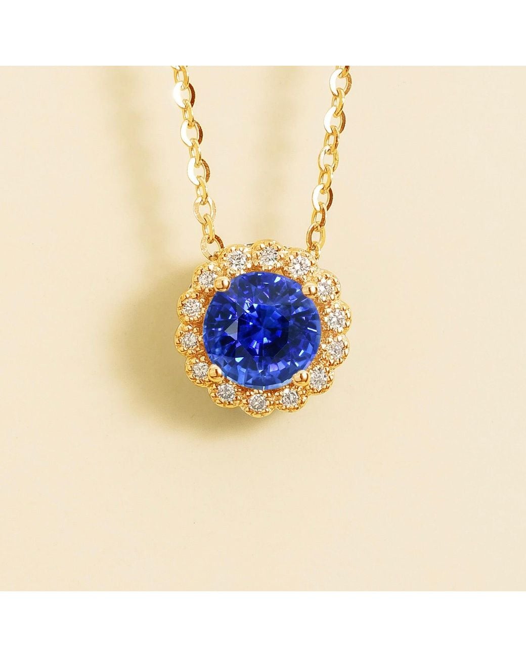 Juvetti Blue Solen Necklace Set With Sapphire & Diamond