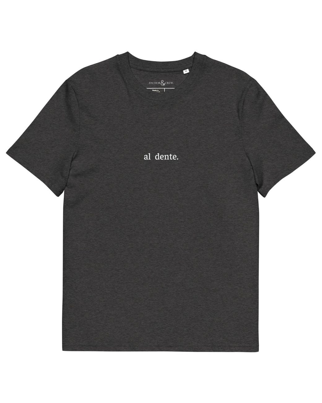 Anchor and Crew Black Heather Eleven Life, Al Dente Editions Organic Cotton T-Shirt for men