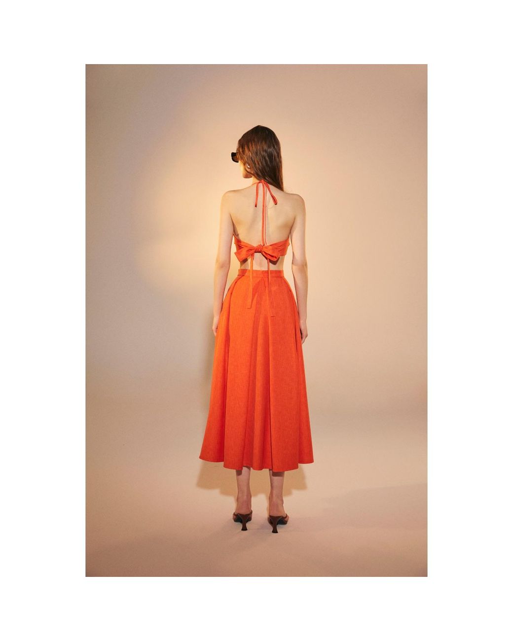 NAZLI CEREN June Midi Skirt In Spicy Orange