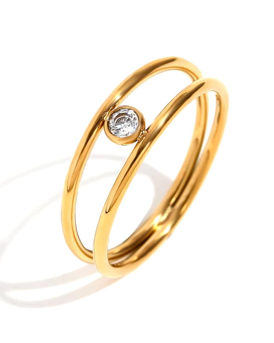 Olivia Le Metallic Hope Double Layer Rhinestone Minimalist Ring