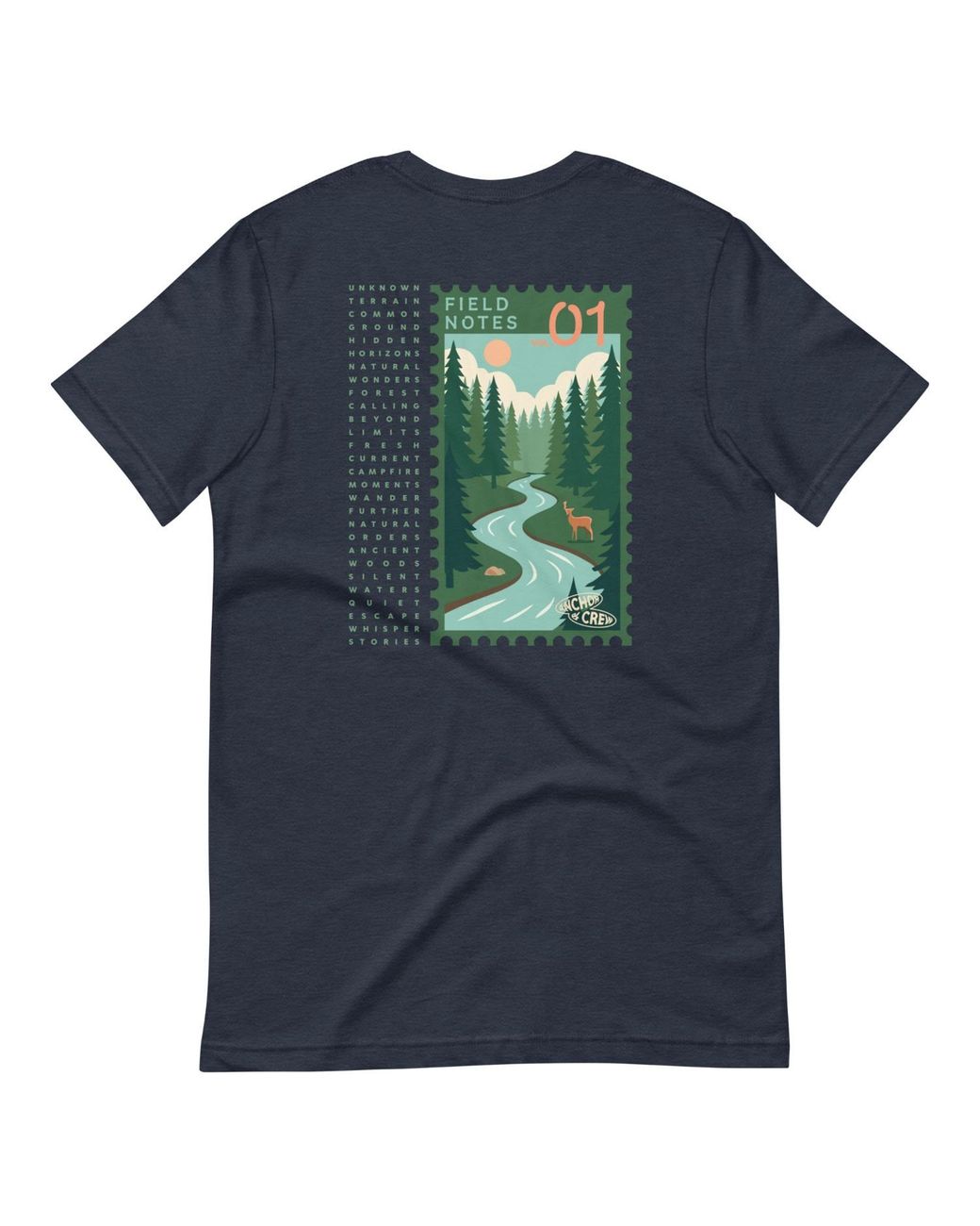 Anchor and Crew Blue Field Notes Postmark Organic Cotton T-Shirt