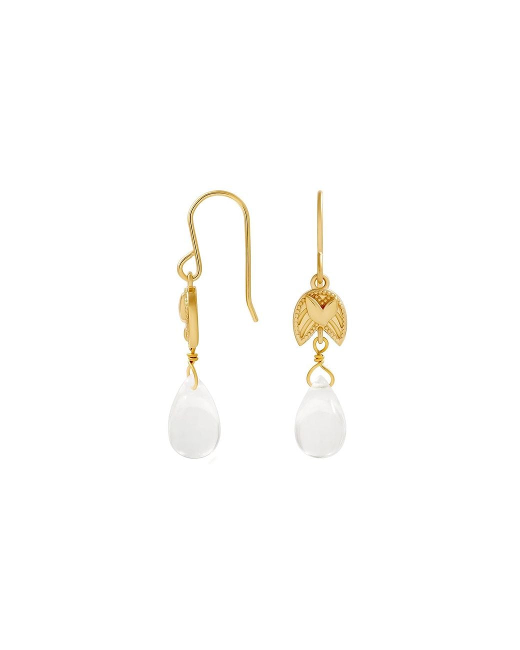 Karma and Luck Metallic Awakened Light Quartz Lotus Earrings