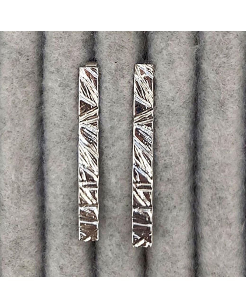 Edge Only Blue Rugged Bar Earrings Sterling