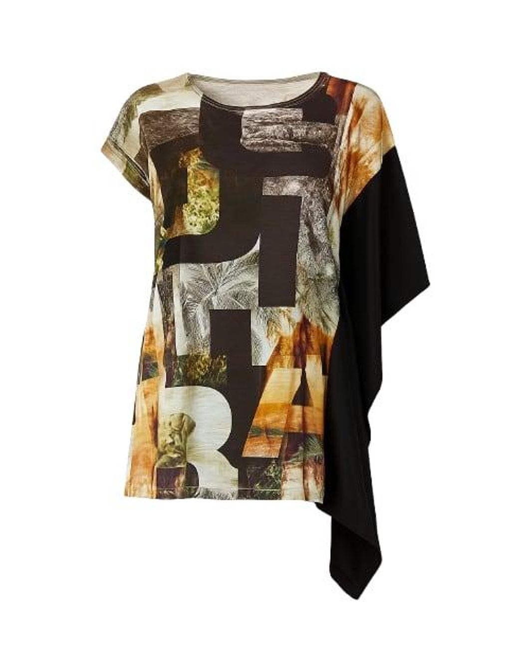 Conquista Black Asymmetric Print Tunic