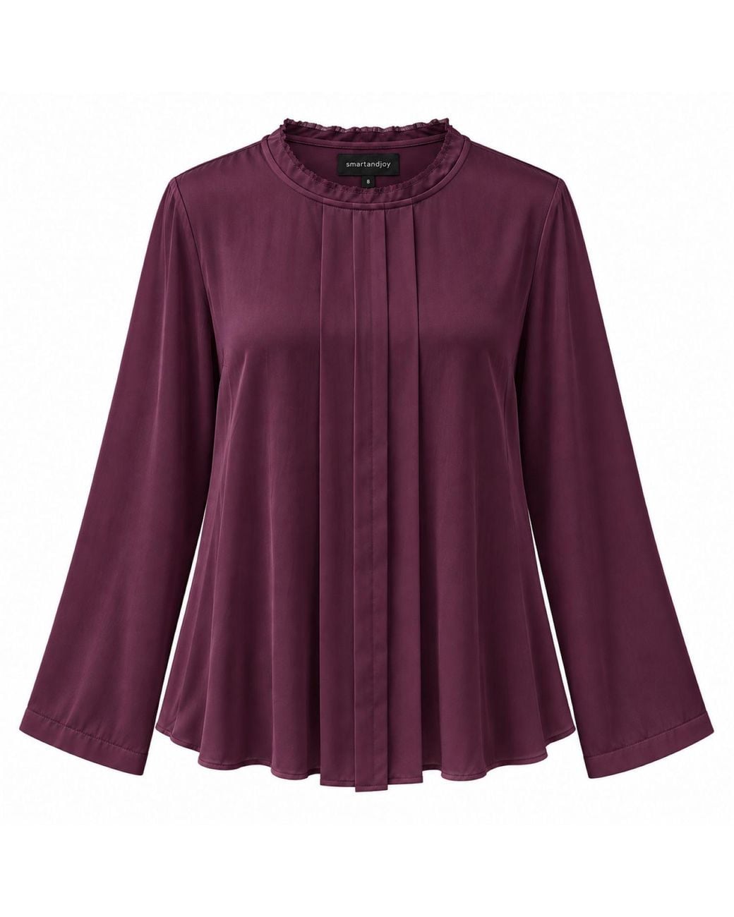 Smart and Joy Purple Long-Sleeved Blouse With Pleats