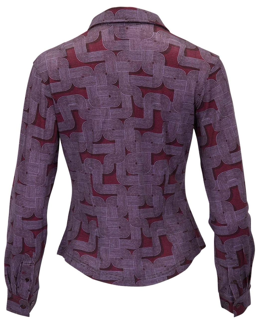 Lords of Harlech Purple Scarlet Blons Geo Port Merino Jersey Long-Sleeve Shirt