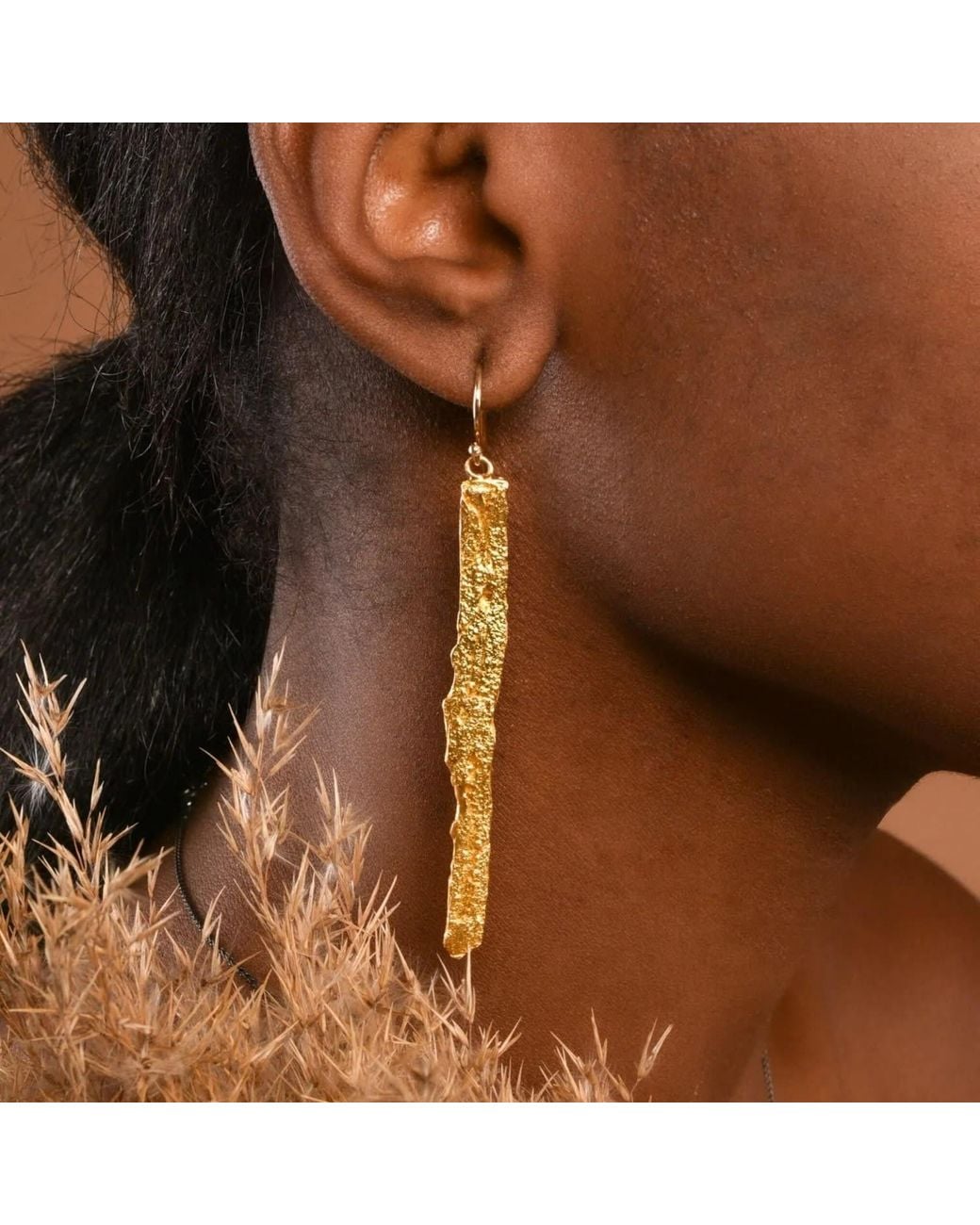 Mother Nature Jewelry Metallic Tree Bark Earrings, Handmade Statement Dangles