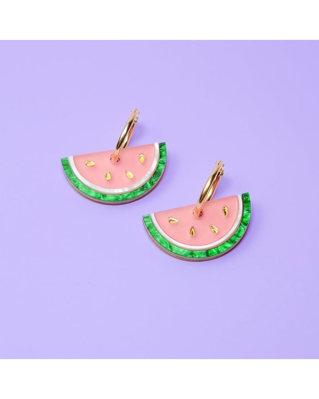 By Chavelli Green Watermelon Slice Hoop Earrings