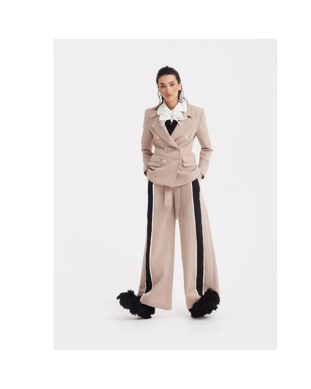 Julia Allert Natural Neutrals Belted High Waist Wide Leg Pants –