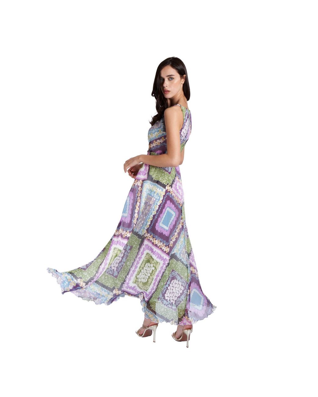Sofia Tsereteli Purple Multi-color Silk Dress