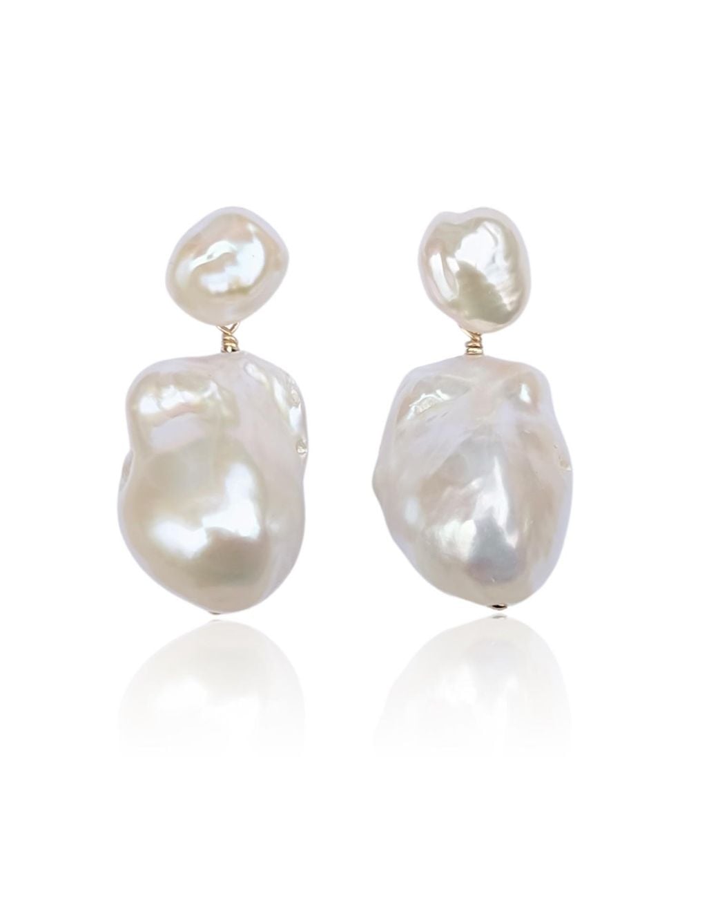 Kiri & Belle White Nova Large Baroque Pearl Drop Filled Earrings