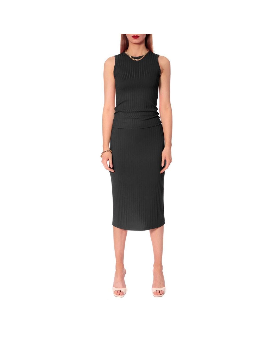 AGGI by HALEWSKI Black Rita Pirate Bodycon Midi Skirt