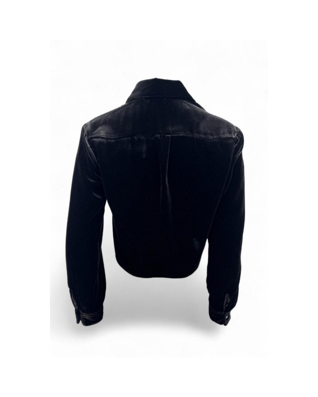 Monzlapur New York Blue Silk Velvet Cropped Shirt