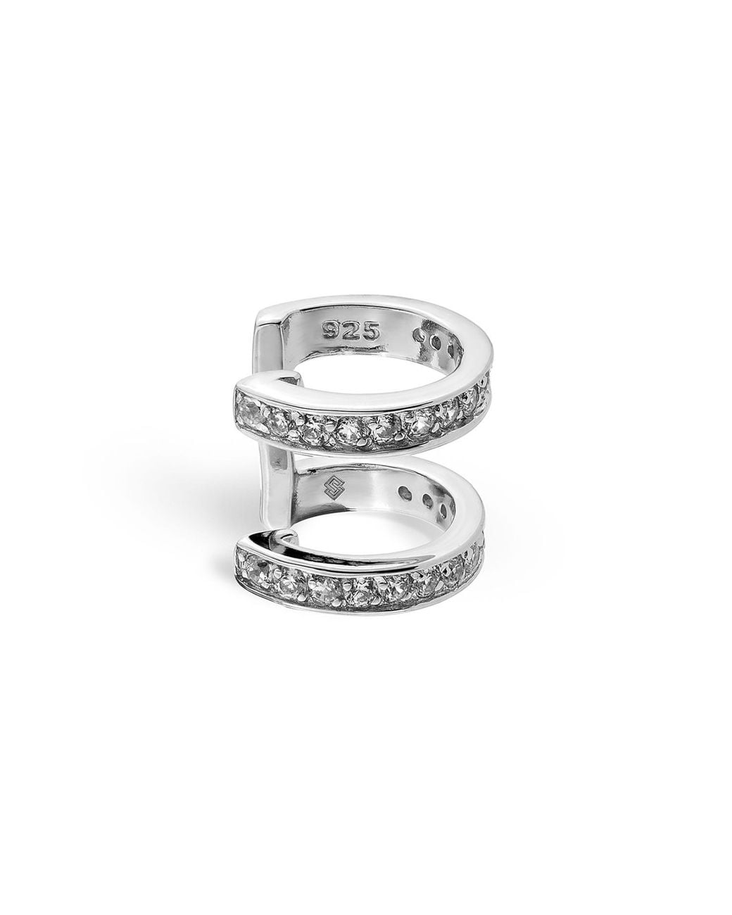 SALLY SKOUFIS White Edge Duo Ear Cuff With Made Cz Diamond Stimulant