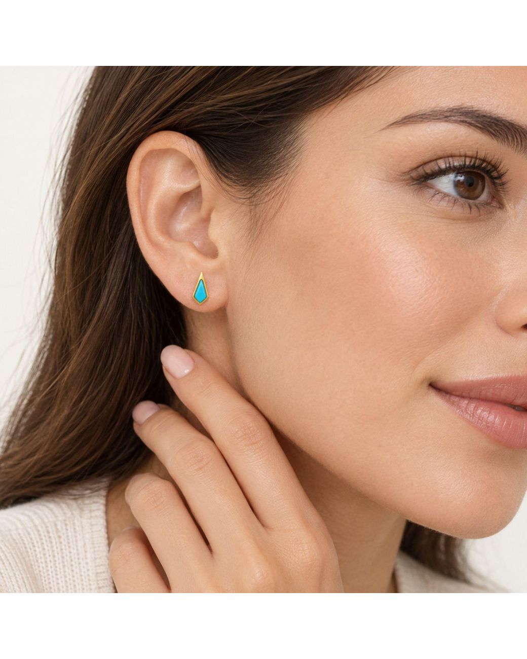 Artisan Blue 18K Geometric Stud Earrings
