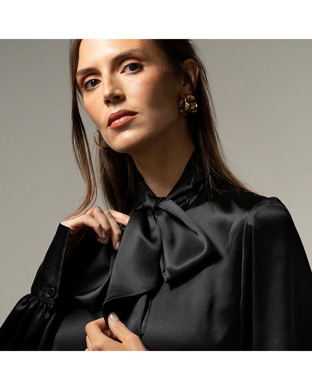 The Summer Edit Black Kat Pussybow Blouse