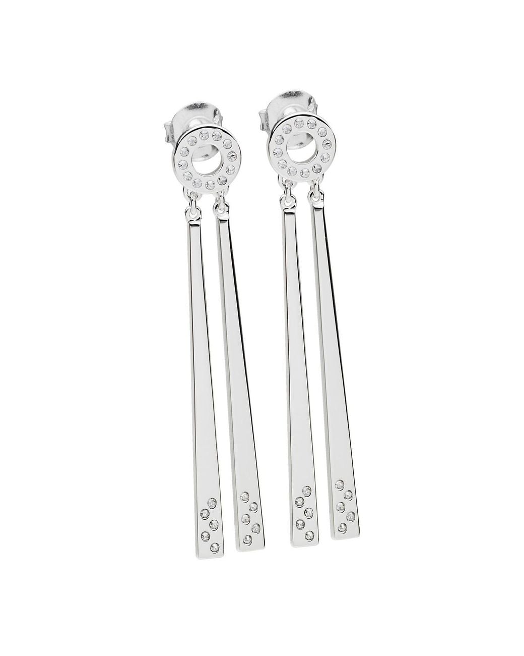 Lucy Quartermaine White Art Deco Two Linea Drop Earrings