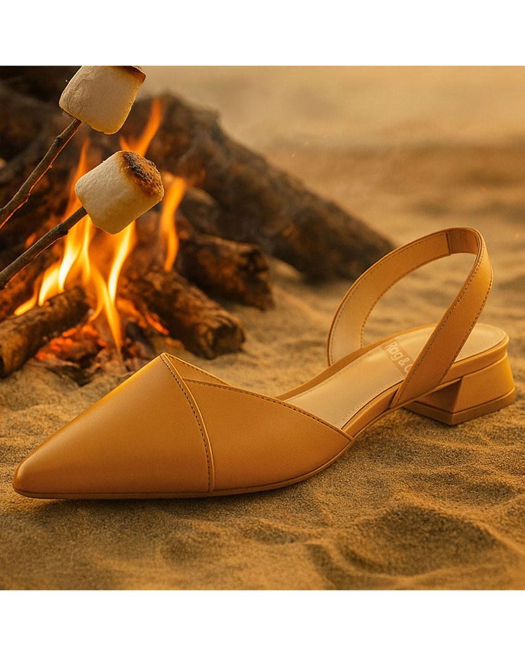 Rag & Co Natural Tijay Soft Leather Slingback Sandals
