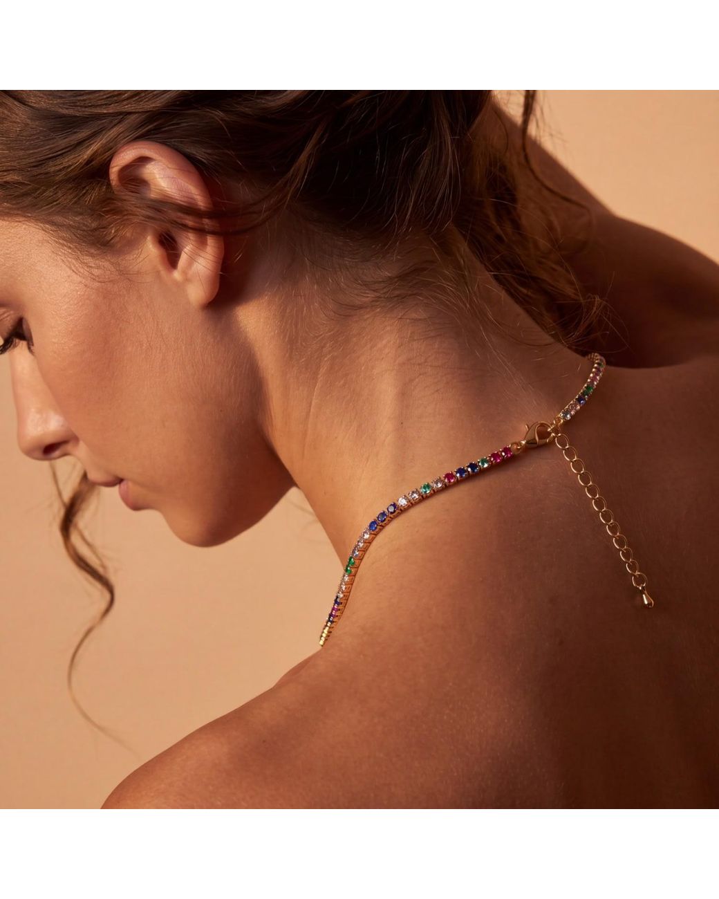 Latelita London Metallic Tennis Necklace Vibrant Cz
