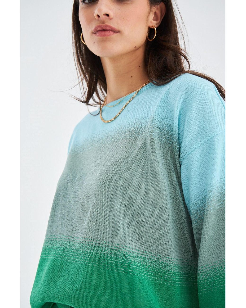 Peraluna Green Siri Knitted Blouse & Shorts Matching Set