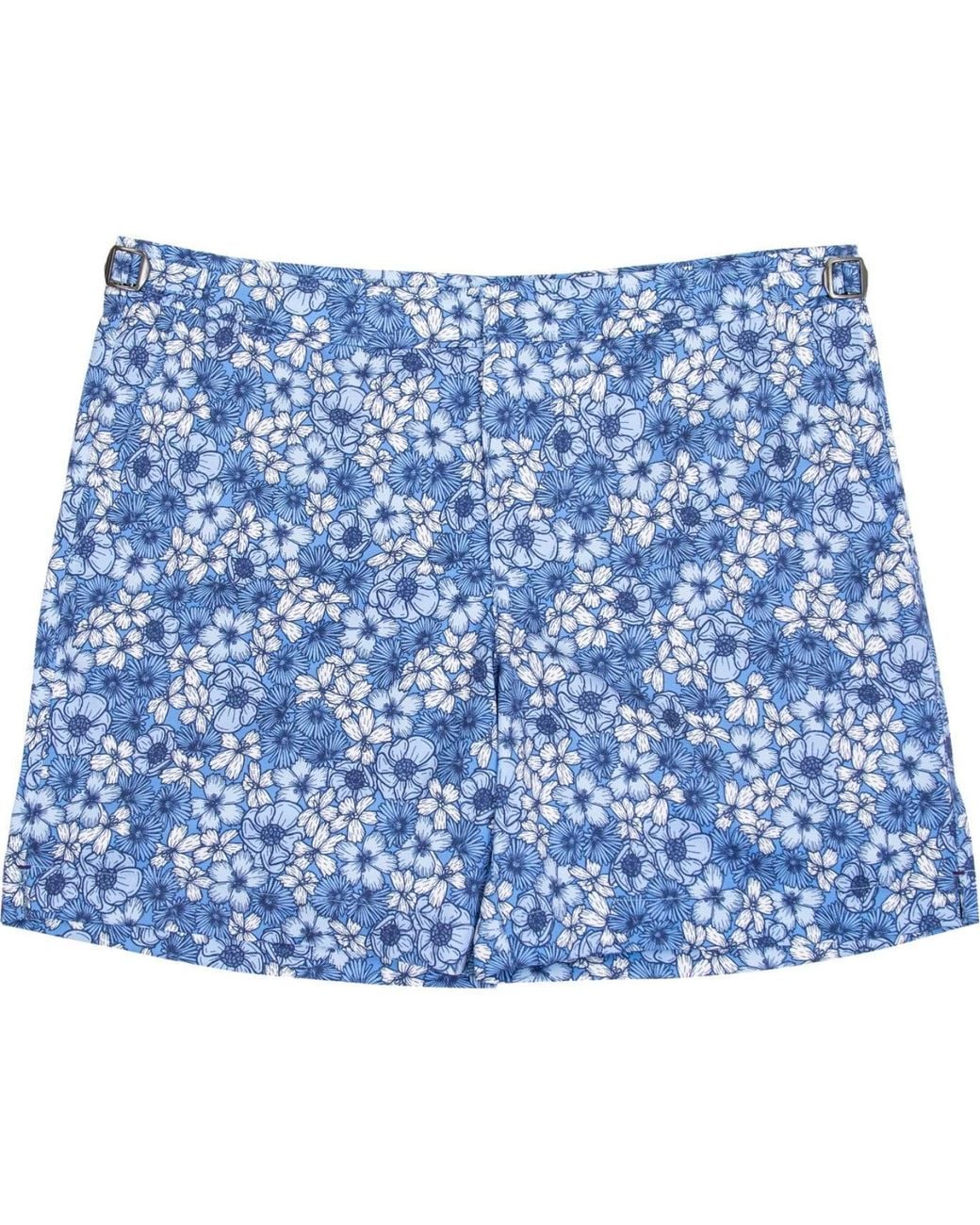 Lords of Harlech Blue Neptune Dense Floral Tailored Swim Short for men