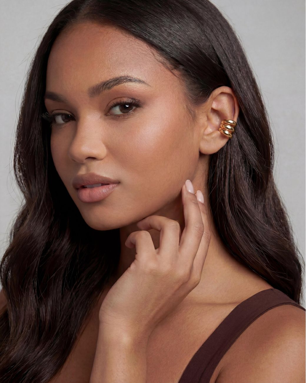 Elk & Bloom Metallic Triple Wrap 14K Huggie Hoop Ear Cuff