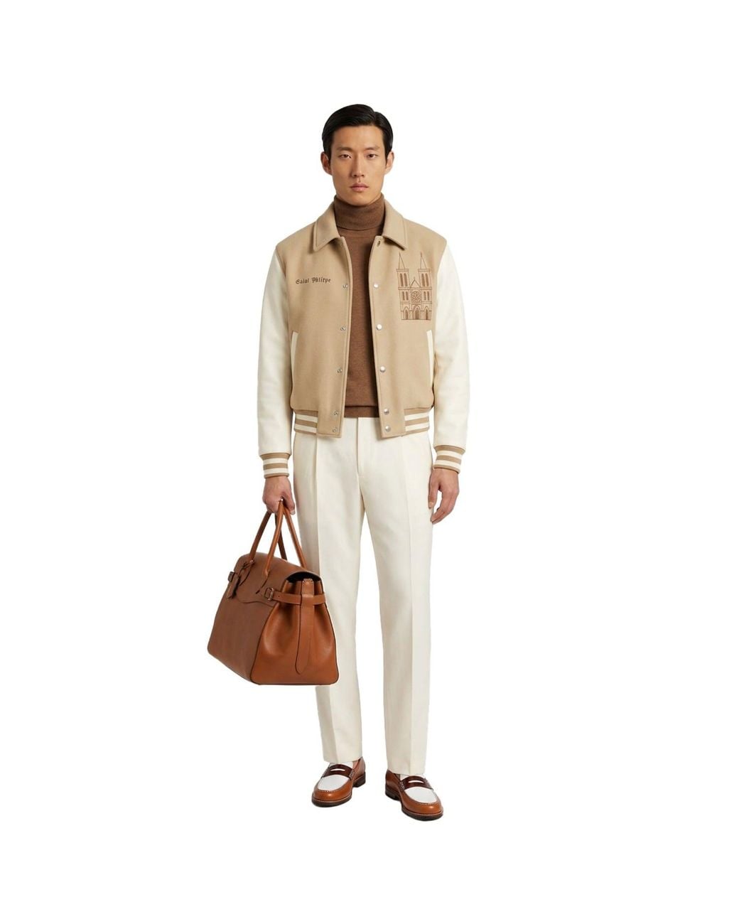 Freak Vault Natural Neutrals Saint Philippe Cathedral Varsity Jacket for men