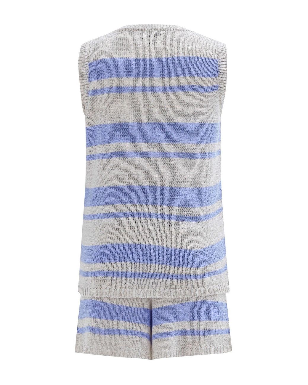 Peraluna Blue Laura Knitted Top & Shorts Matching Set