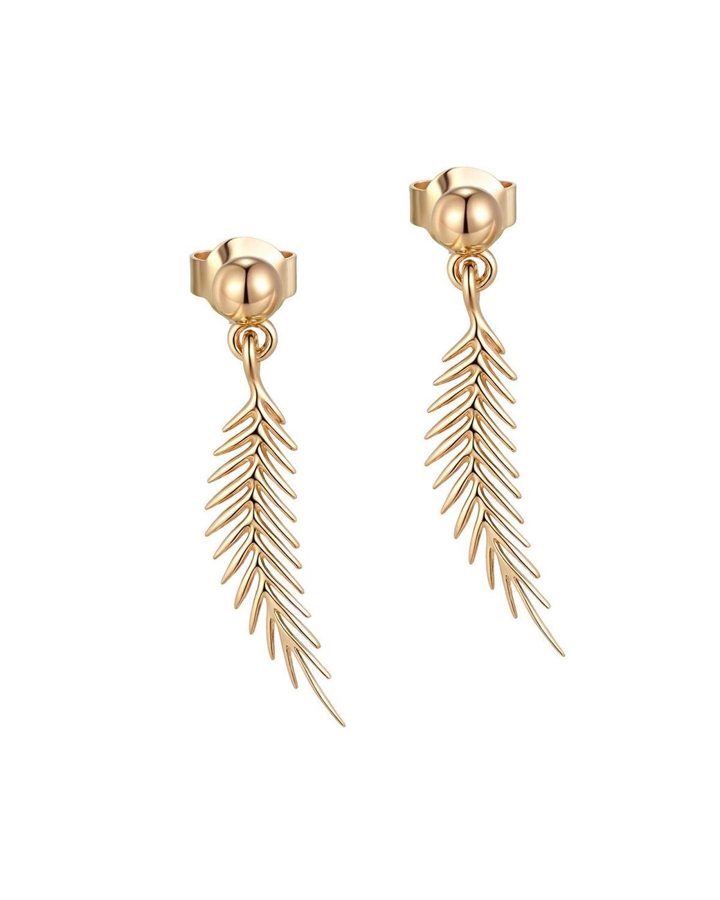 Larisa Beaumont Metallic Resilience Earrings – 14K Fern Leaf Drops