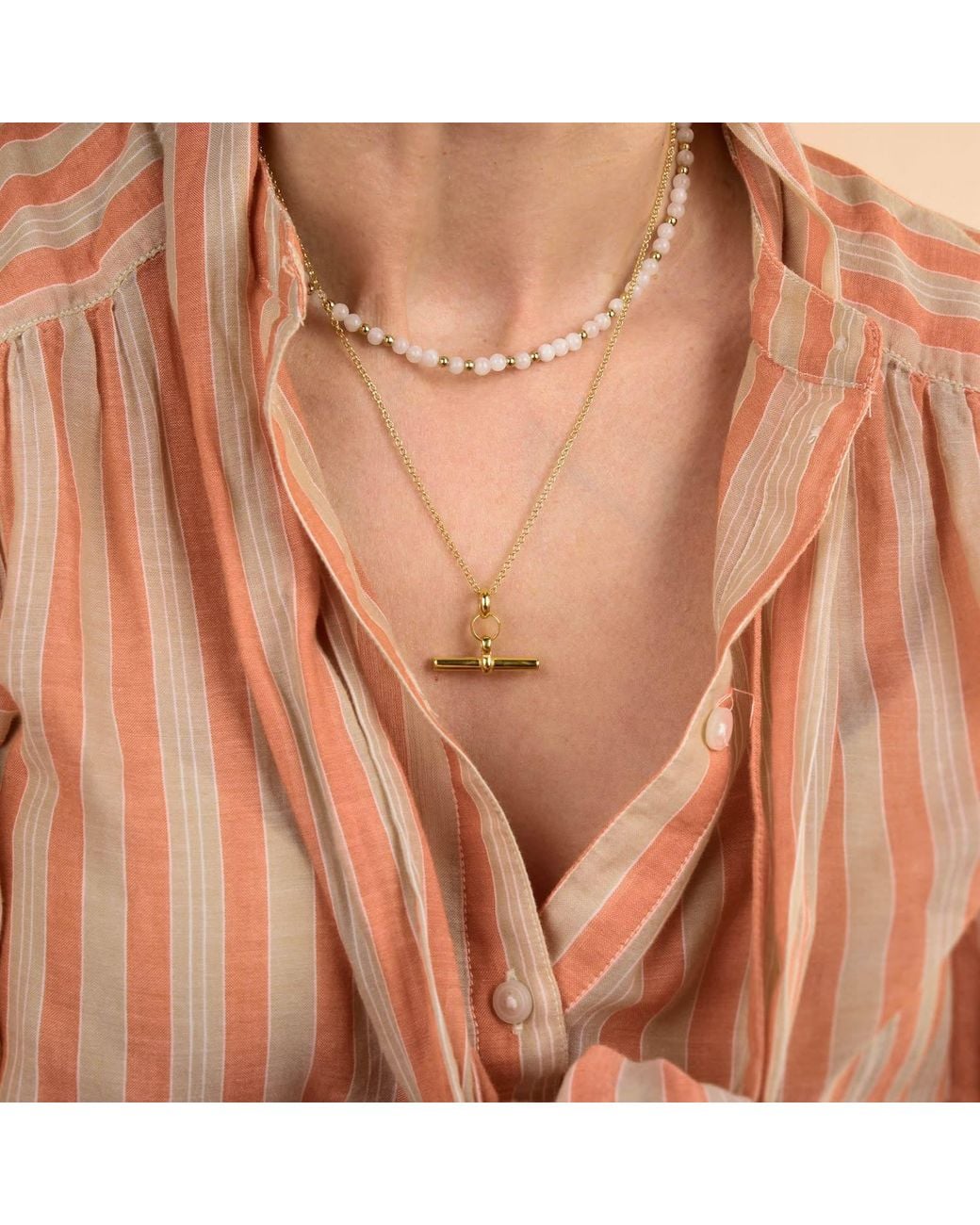 Nellou Jewellery Metallic T Bar Necklace