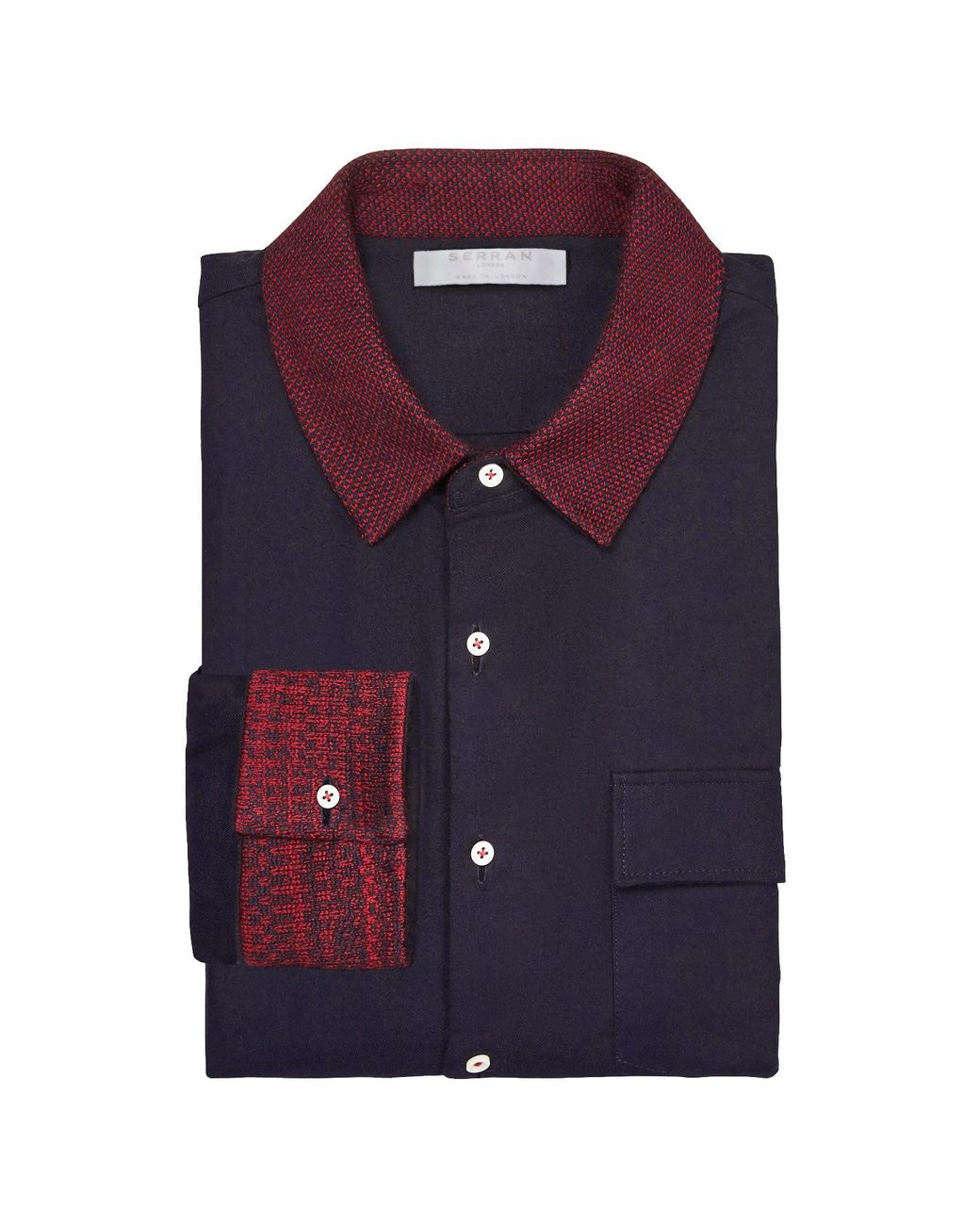 SEREN LONDON Blue Knit Collar Shirt for men