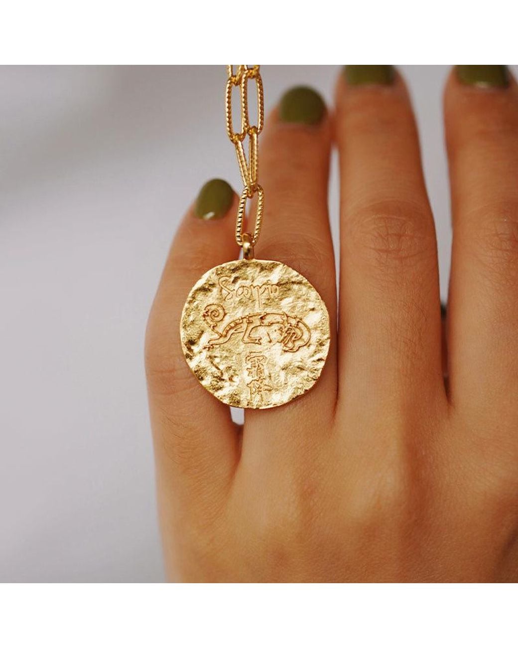 Aurozia Metallic Constellations Scorpio Double-Sided Coin Necklace