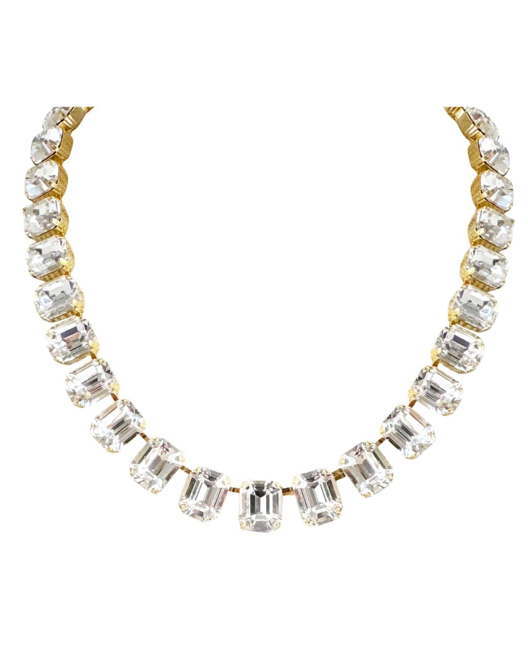 Laura Gray Metallic Diamond Crystal Square Cut Necklace