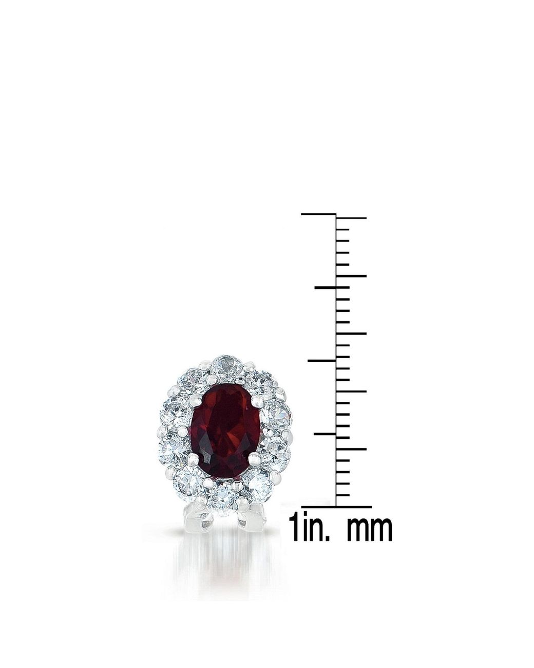 Genevive Jewelry Multicolor Sterling Ruby Cubic Zirconia Button Earrings