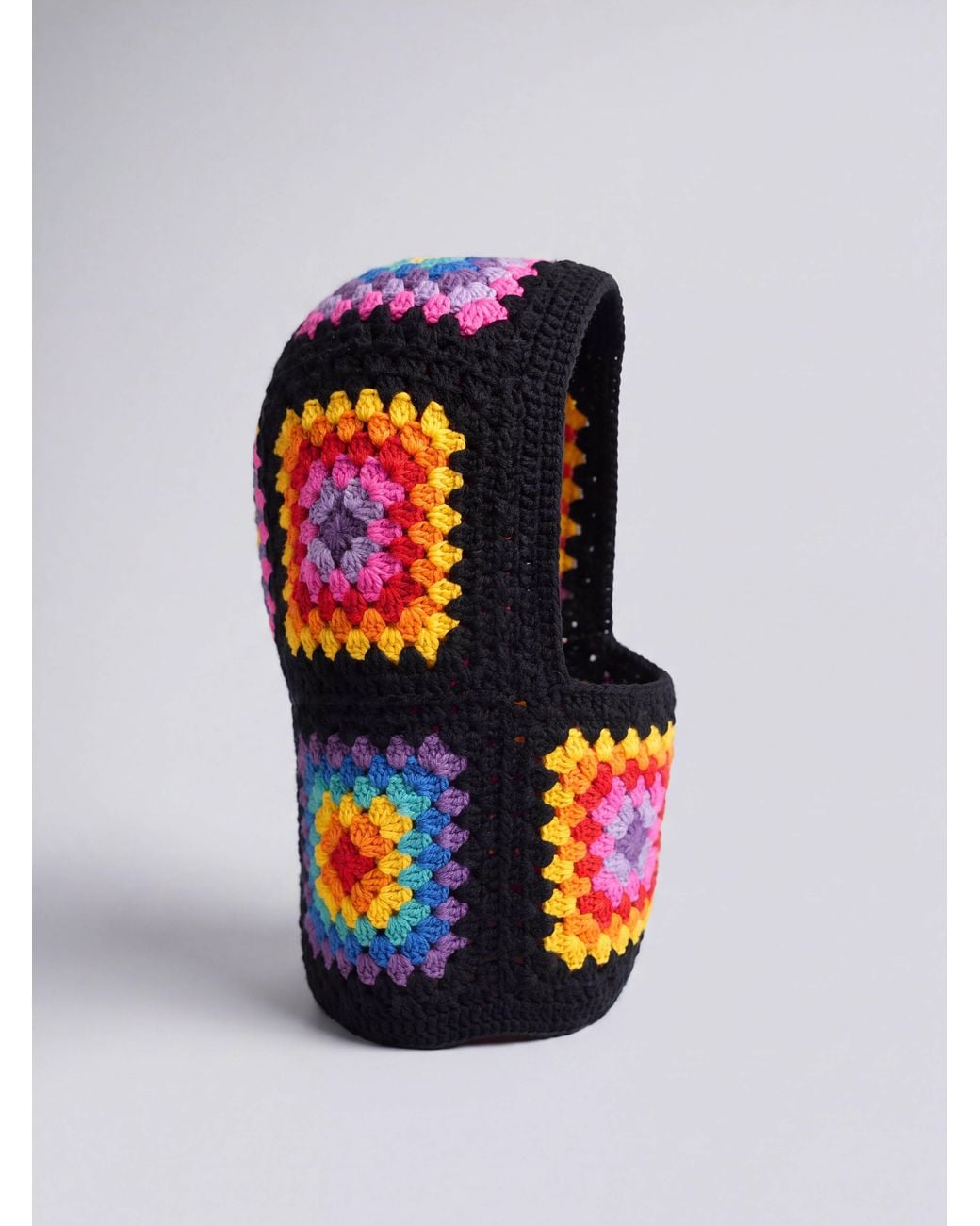 Ana Chic Black Granny Square Handmade Crochet Balaclava