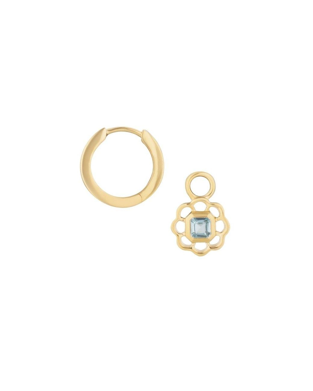 Lulu B London Metallic Topaz Gemstone Flower Drop Hoop Earrings