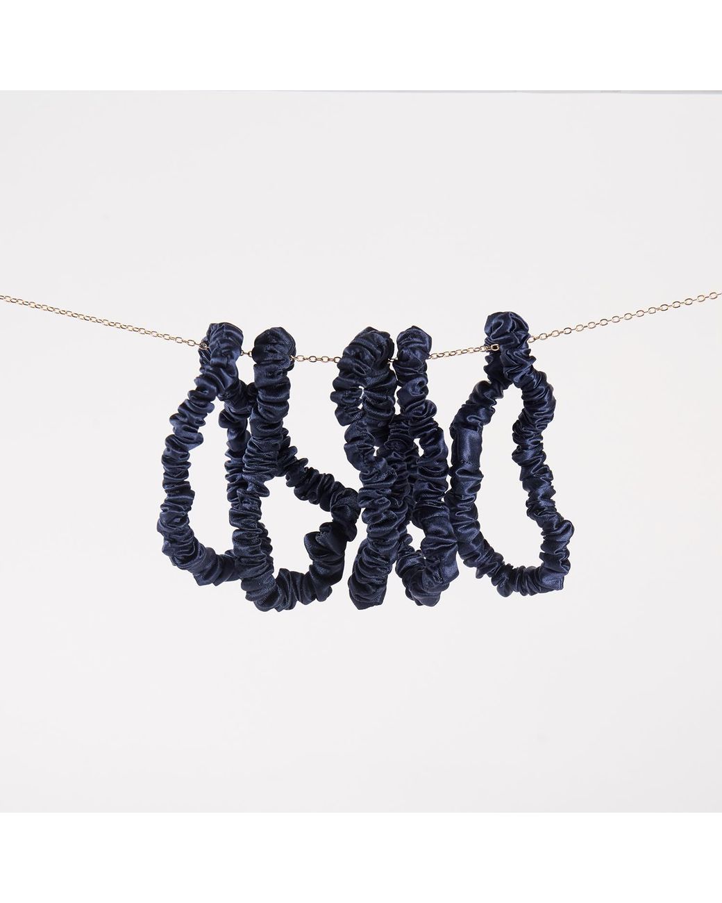 Soft Strokes Silk Blue Pure Mulberry Silk Skinny Scrunchie Set Of Five